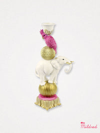 Exotic Bird & Elephant Candle Holder - 25cm