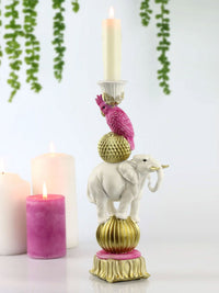 Exotic Bird & Elephant Candle Holder - 25cm
