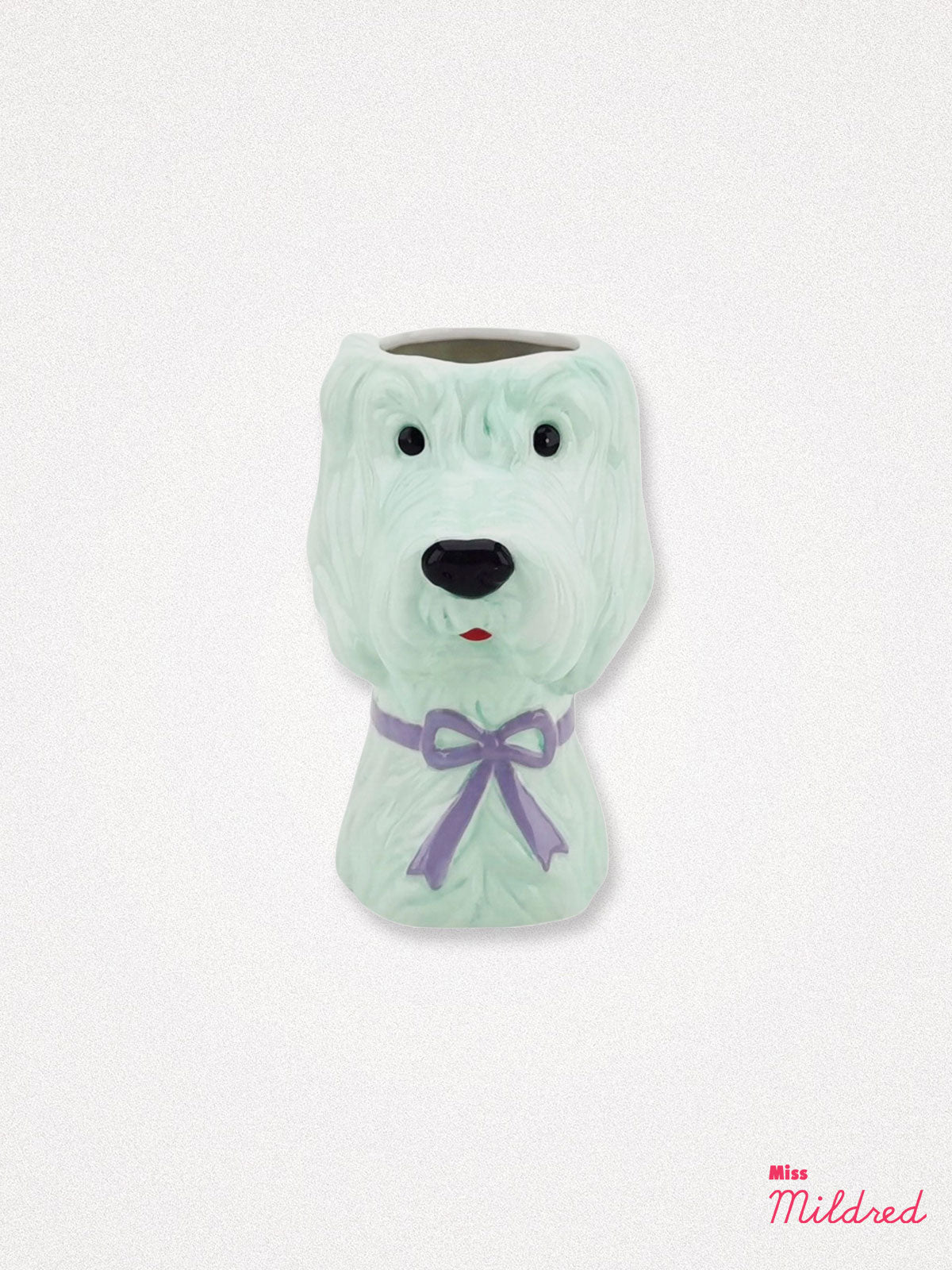 Quirky Ceramic Dog Vase - Mint Green