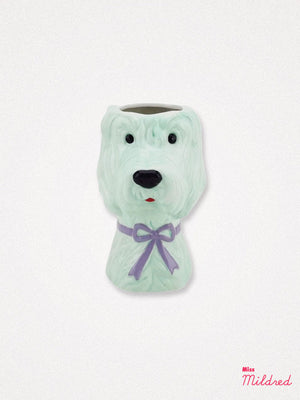 Quirky Ceramic Dog Vase - MInt Green