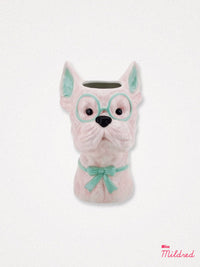 Quirky Ceramic Dog Vase - Pink