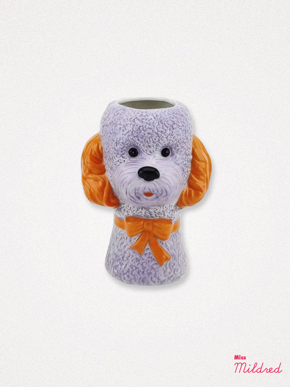 Quirky Ceramic Dog Vase - Lilac