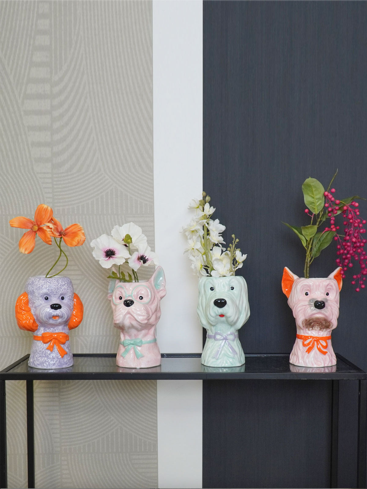 Quirky Ceramic Dog Vase - Orange