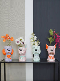 Quirky Ceramic Dog Vase - Lilac