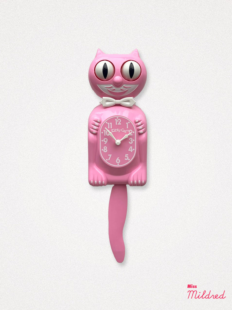 Kitty Cat Clock Necklace - Small Size - Pink