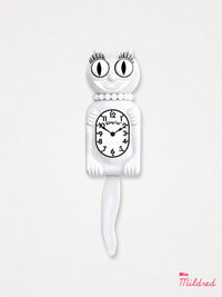 Kitty Cat Clock Necklace - Small Size - White