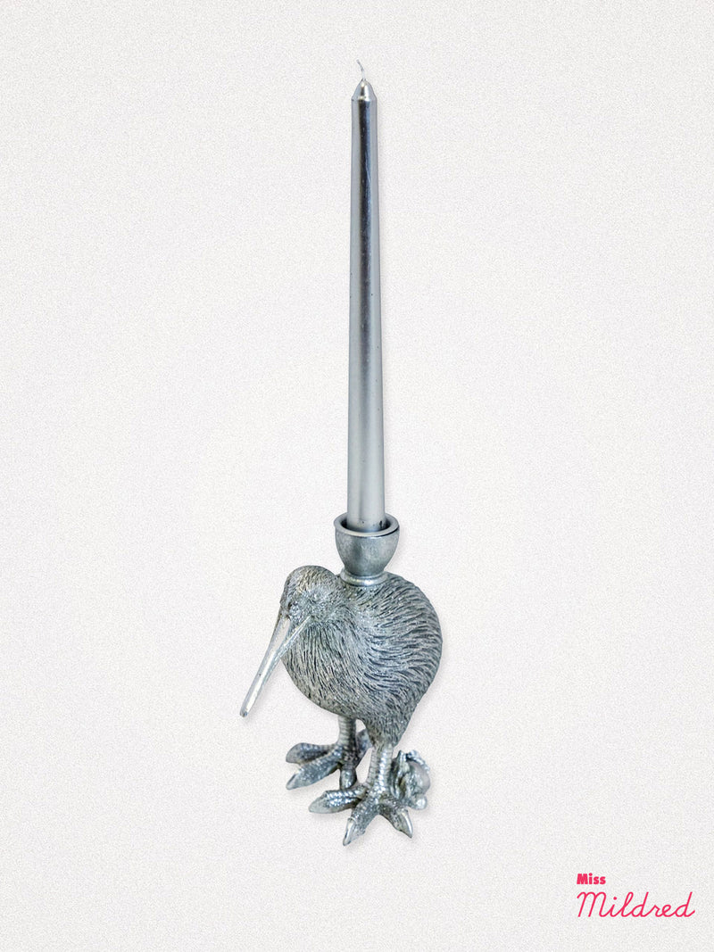 Kiwi Bird Candlestick Holder - Silver