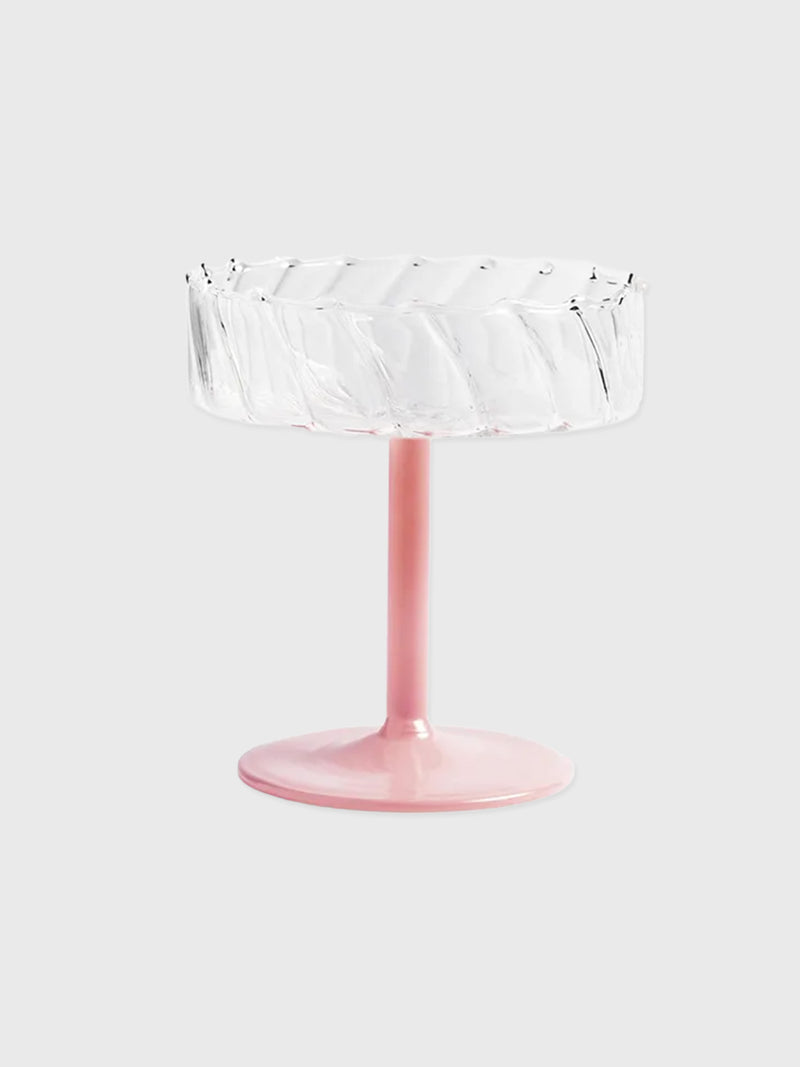 Klevering Coupe Twirl Glass with Pink Stem