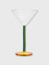 Klevering Coupe Glass with Green Beaded Stem