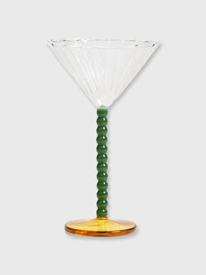 Klevering Coupe Glass with Green Beaded Stem