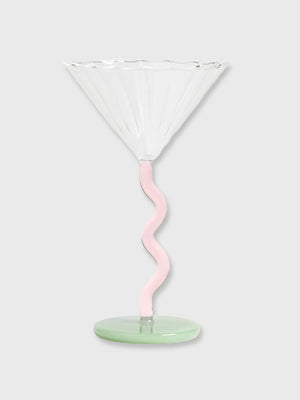 Klevering Coupe Glass with Pink Curve Stem