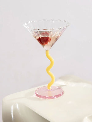 Klevering Coupe Glass with Yellow Curve Stem