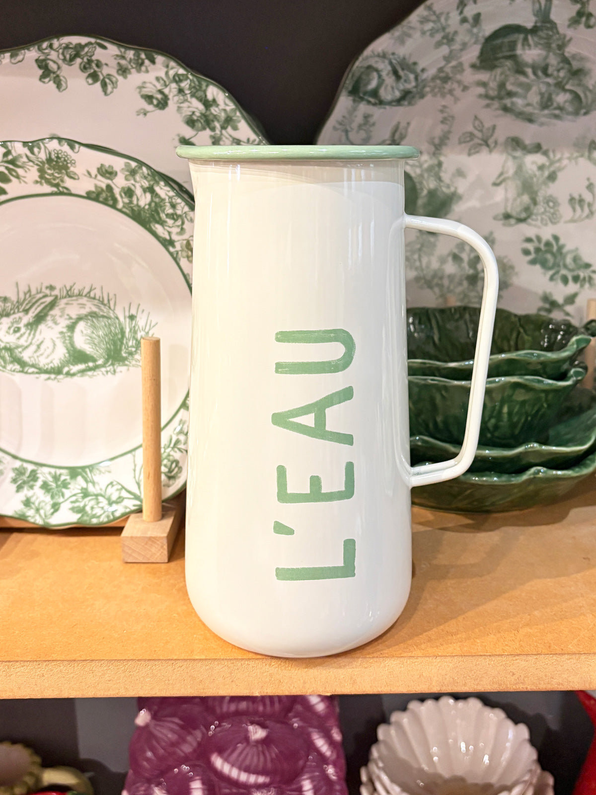 Cream Enamel Water 'L'eau' Jug - 20cm