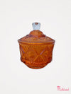 Ornate Trinket Pot in Coloured Glass - Orange