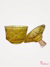 Ornate Trinket Pot in Coloured Glass - Yellow