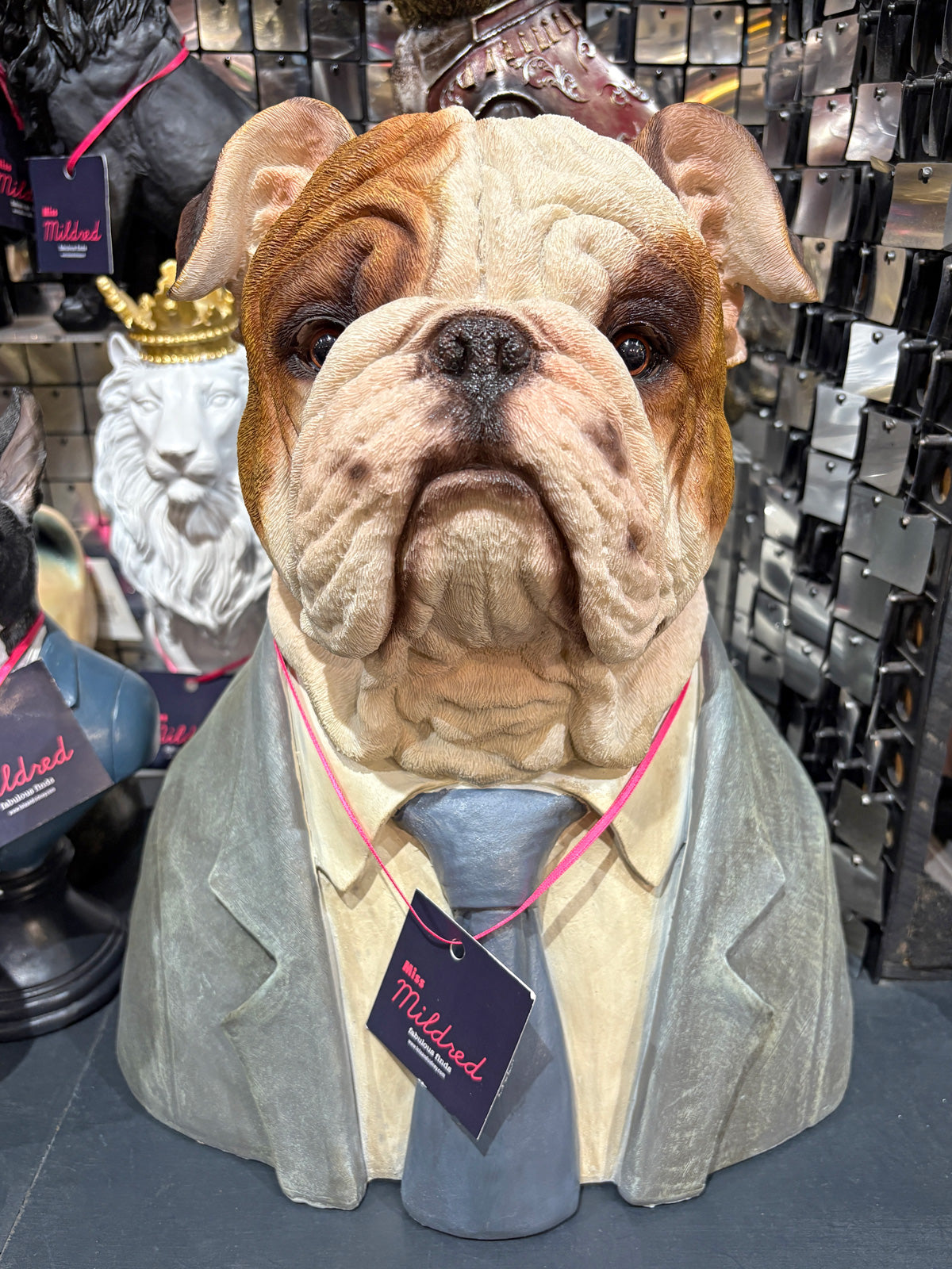 Bulldog Bust Statue - 35cm