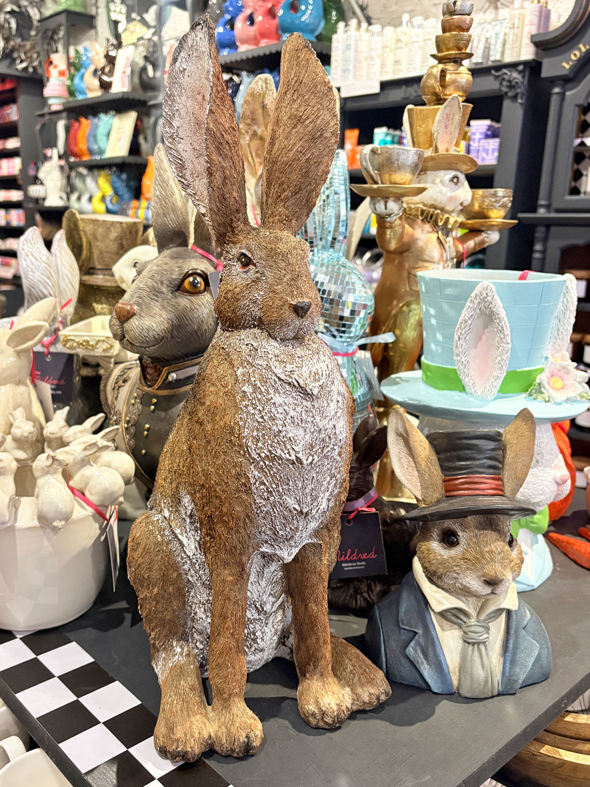 Large Resin Sitting Hare Statue - 47cm