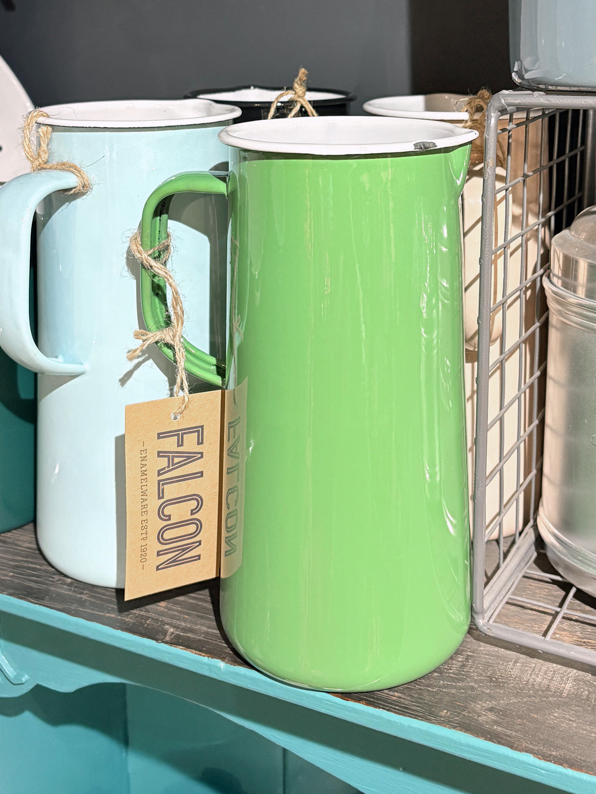 Falcon Enamel 3 Pint Pitcher Jug - Green