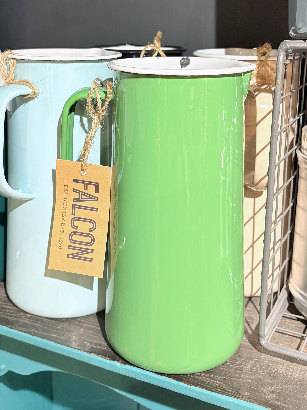 Falcon Enamel 3 Pint Pitcher Jug - Green