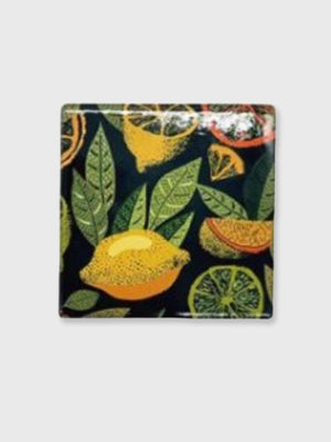 Lemon Citrus Design Coaster - Dark Green