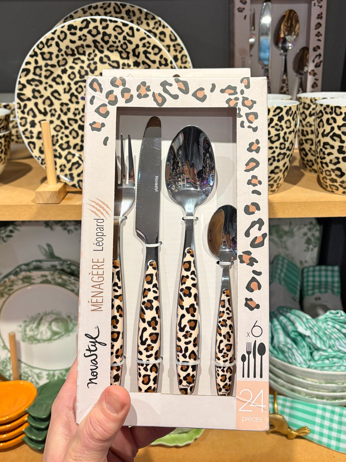 Leopard Print 24-piece Stainless Steel Cutlery Set