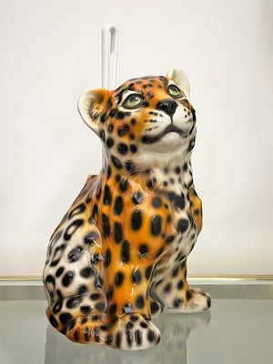 Italian Porcelain Leopard Cub Toilet Brush