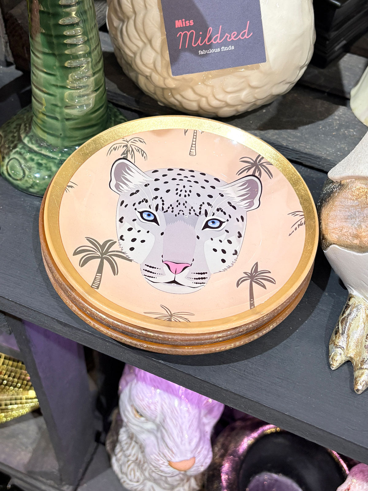 Glass Trinket Dish - Leopard Face