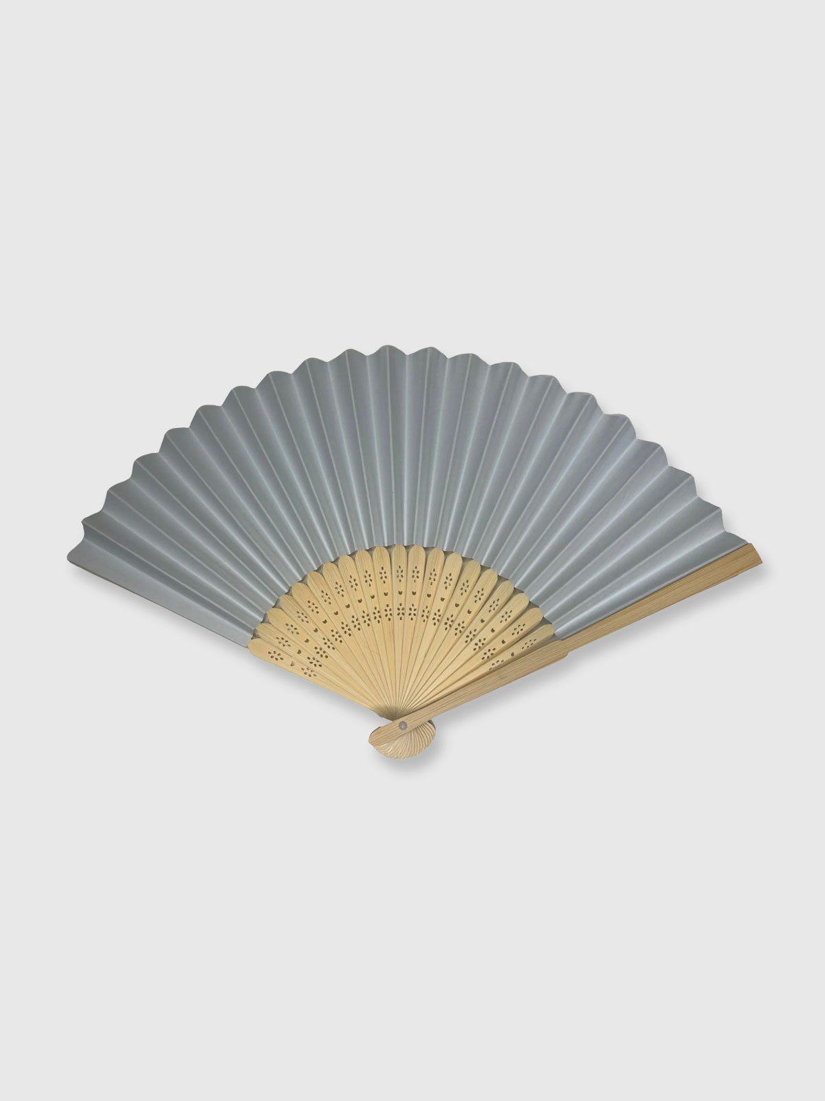 Wooden Paper Hand Fan - Light Grey