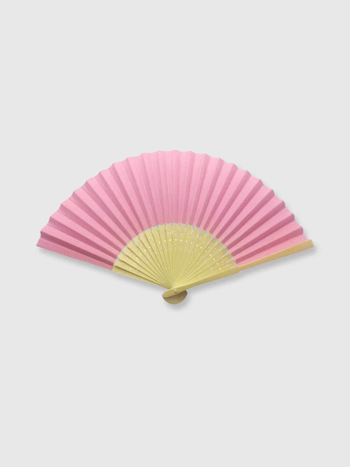 Wooden Paper Hand Fan - Baby Pink