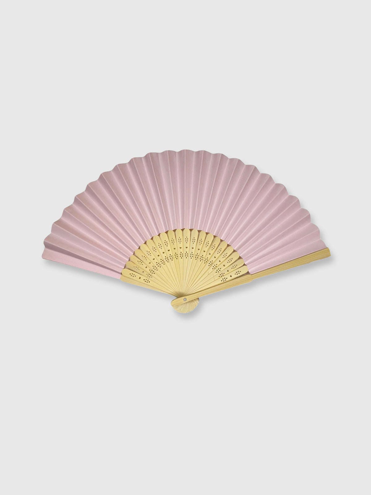 Wooden Paper Hand Fan - Light Pink