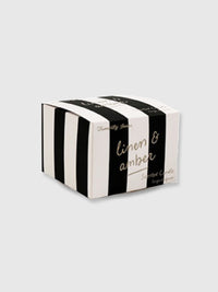 Black Stripe Glass Candle - Linen & Amber