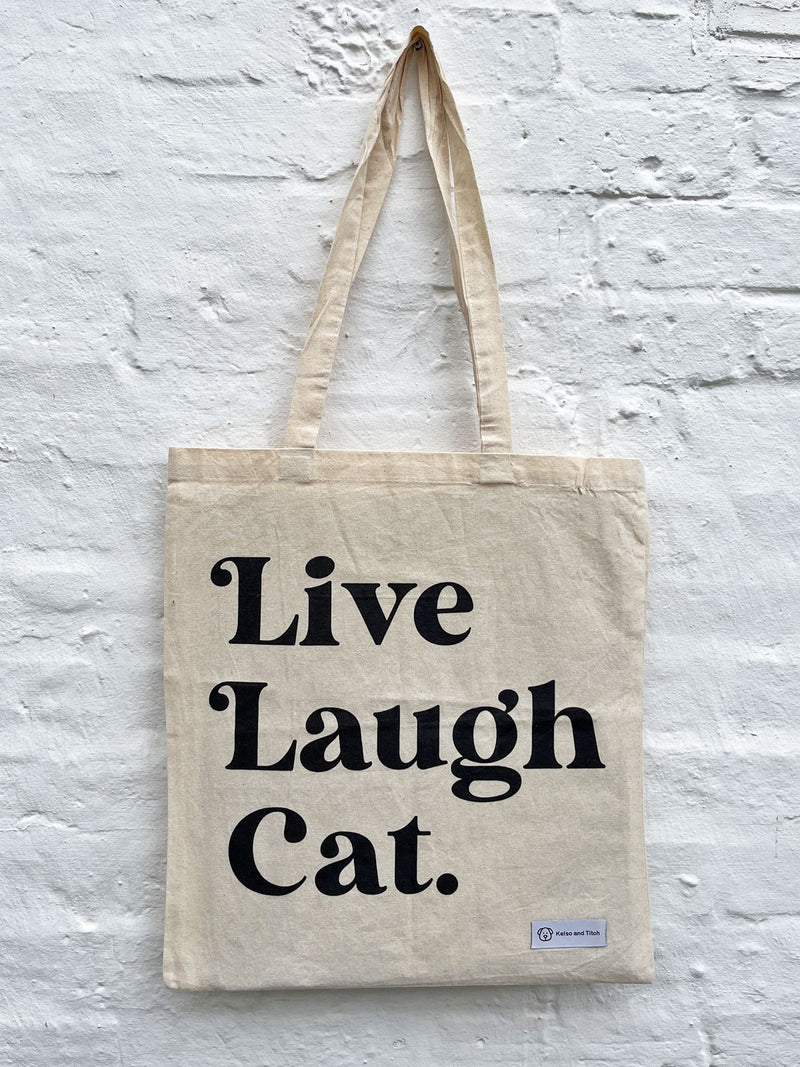 Live Laugh Cat - Tote Bag - Natural
