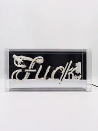 'Fuck' Glass Neon Light Box - Blue