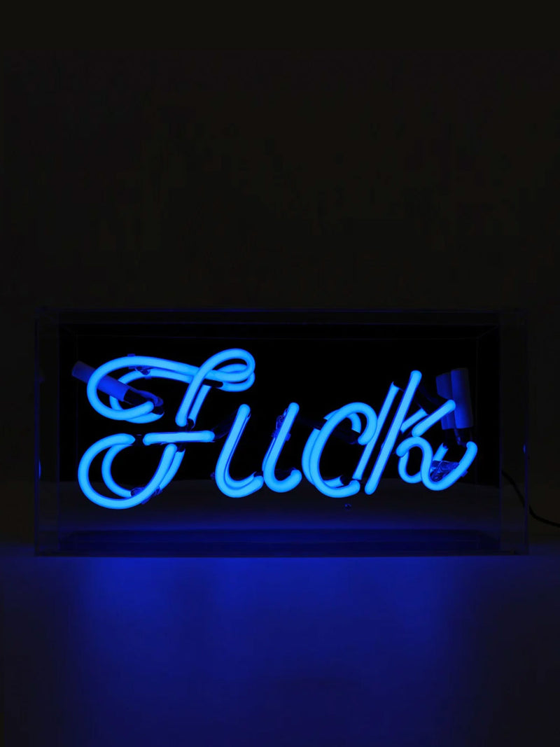 'Fuck' Glass Neon Light Box - Blue