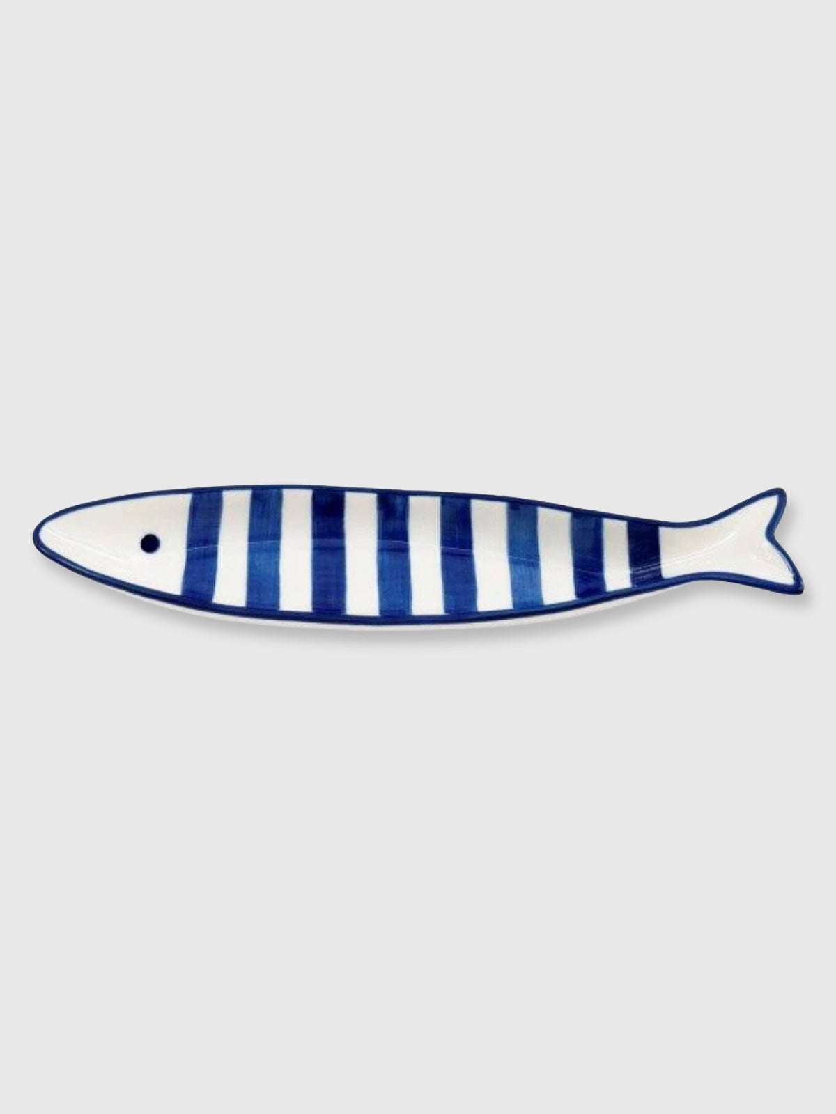 Ceramic Blue & White Sardine Fish Shaped Sushi Plate
