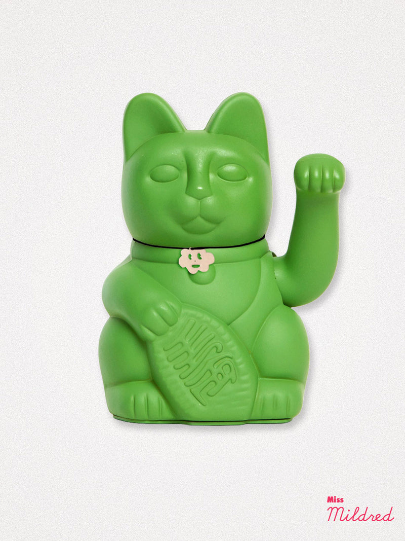 Lucky Fortune Waving Cat - Kelly Green