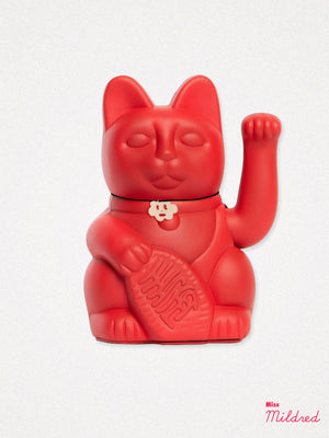 Lucky Fortune Waving Cat - Red