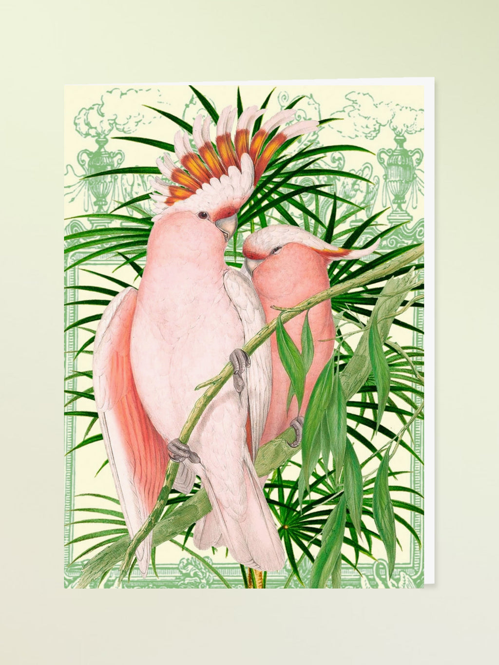 Madame Treacle Greeting Card - Pink Parrots