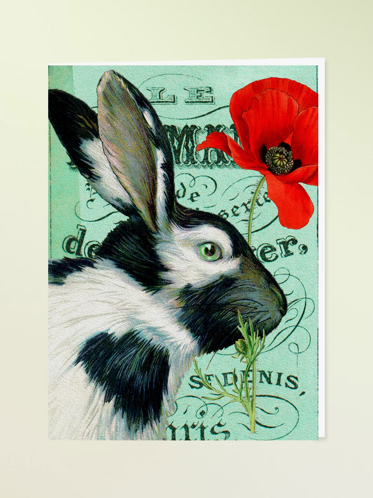 Madame Treacle Greeting Card - Rabbit with Poppy