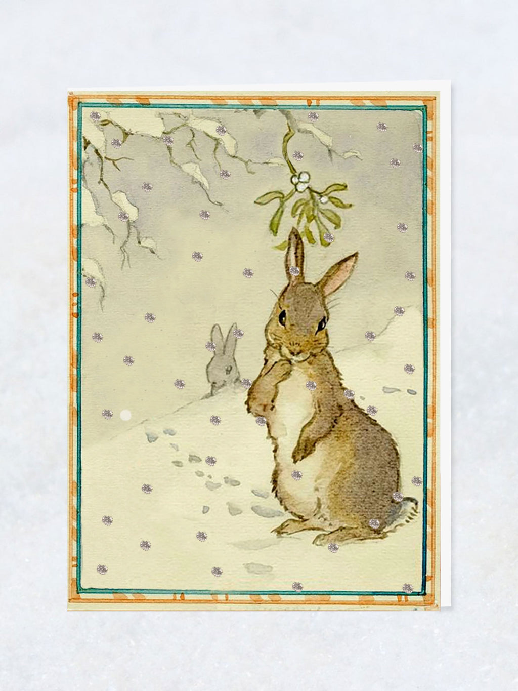 Christmas Greeting Card - Hares in the Snow