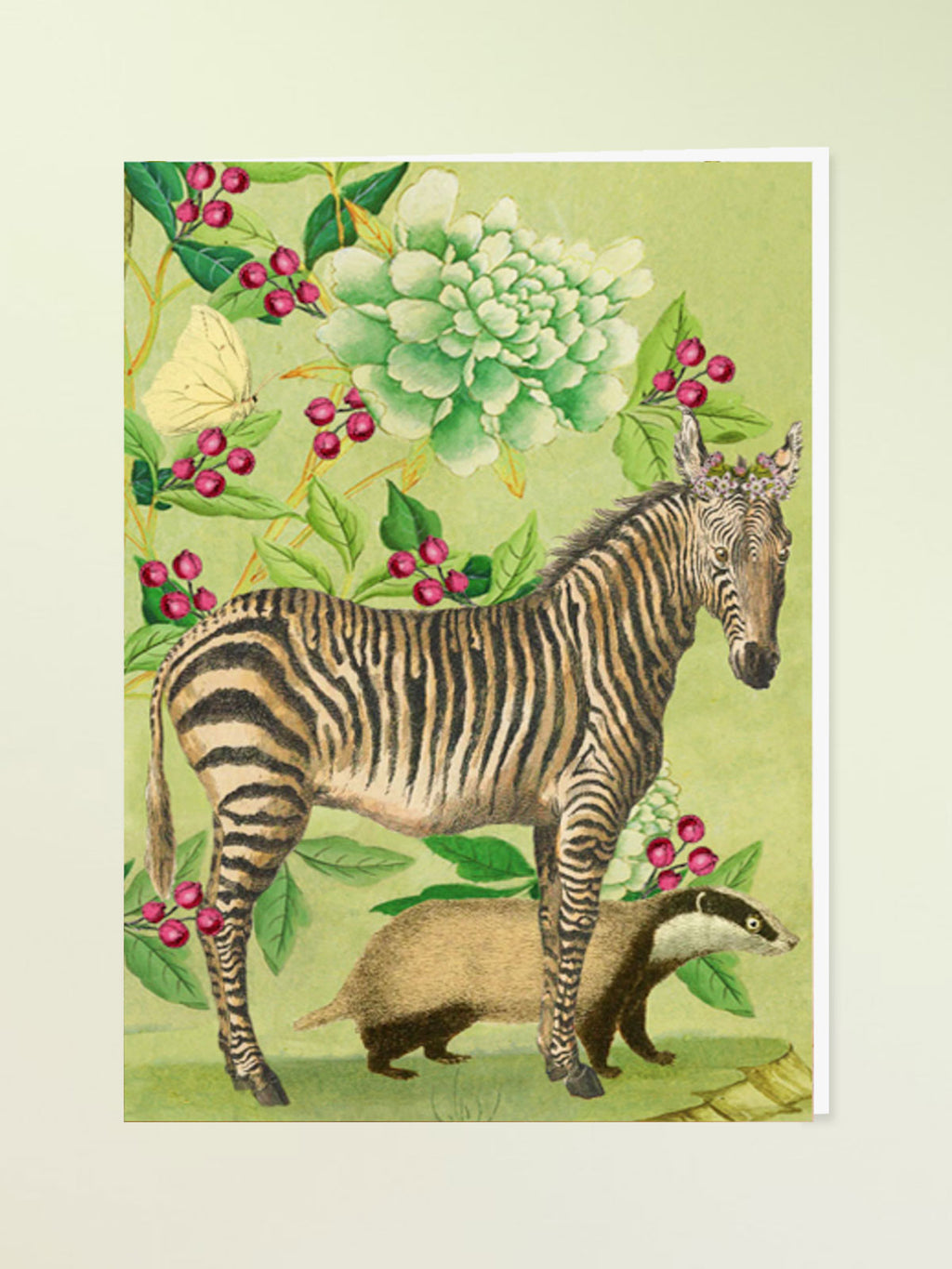 Madame Treacle Greeting Card - Zebra and Badger