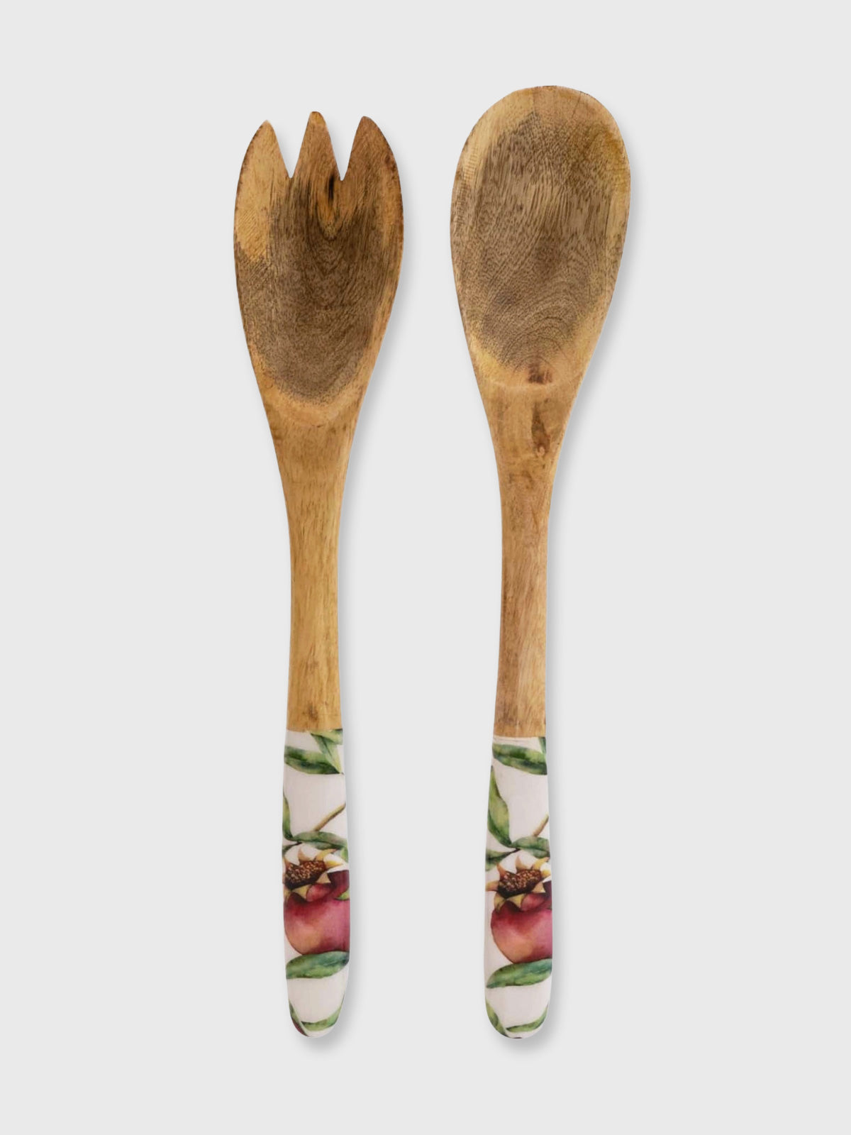 Mango Wood Salad Spoon & Fork Set - Pomegranate