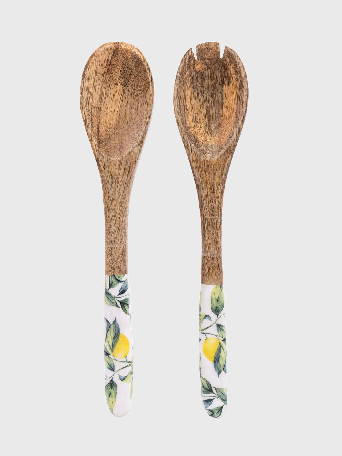 Mango Wood Salad Spoon & Fork Set - Lemon