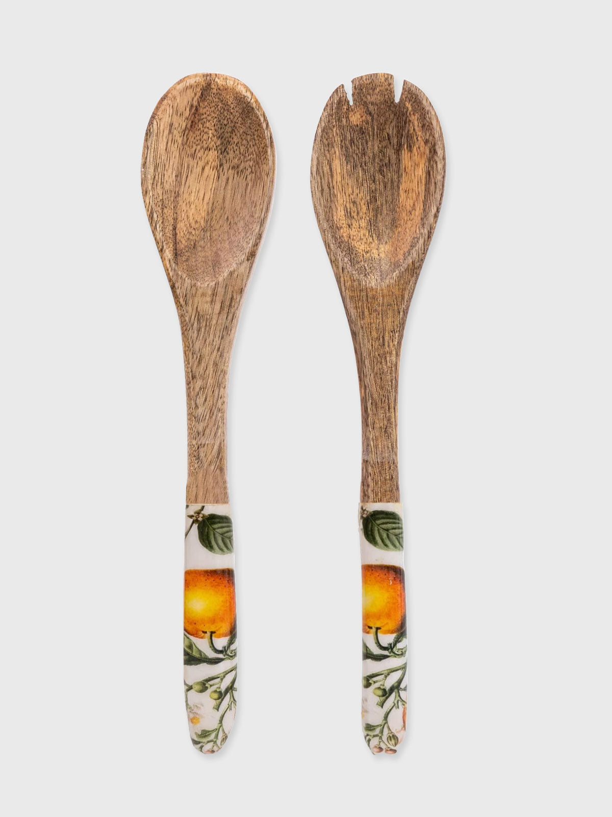 Mango Wood Salad Spoon & Fork Set - Orange Blossom