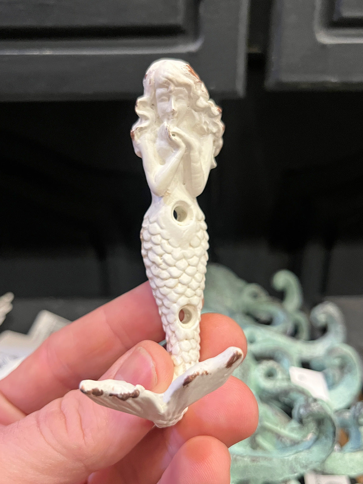 Mermaid Shaped Hook - Antique White