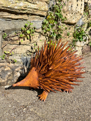 Metal Rusty Hedgehog Garden Statue