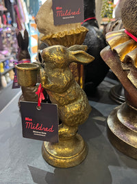 Rabbit Dinner Candle Holder - Gold Colour