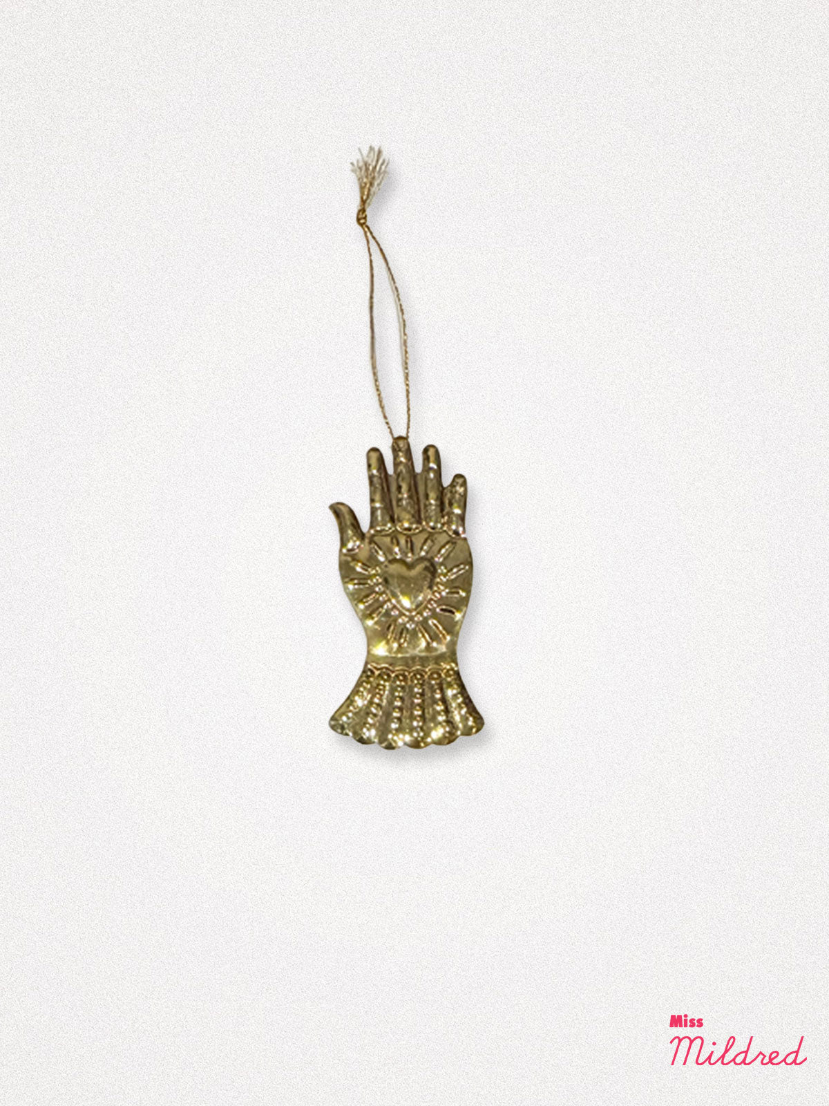 Pressed Metal Hanging Milagros Hand
