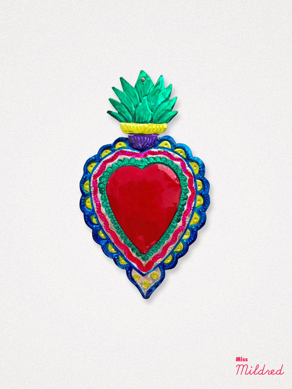 Mexican Tin Heart Milagro Decoration - Green