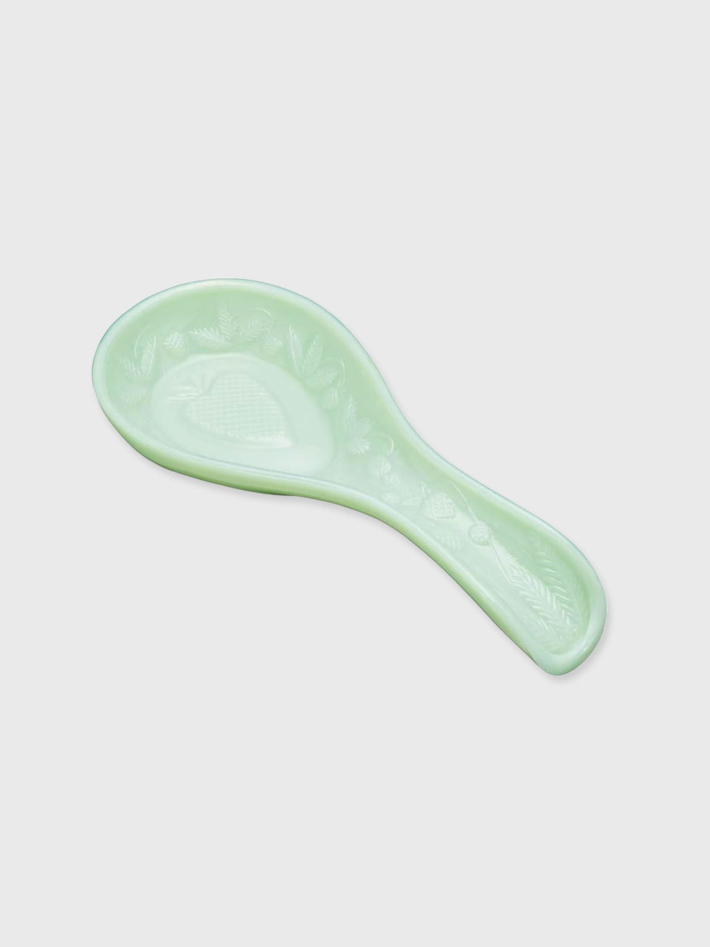 Green Glass Spoon Rest- Strawberry Design